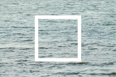 White flat pale square on abstract water background. Abstract psychedelic background.の写真素材