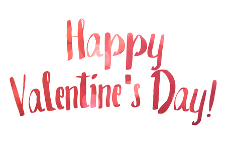 Happy Valentine's Day! Greeting card. Bright festive lettering on white backgroundの写真素材