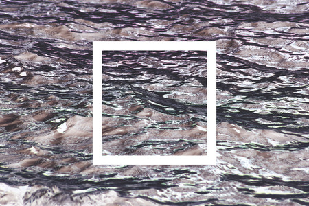 White flat square on abstract water background. Abstract psychedelic background.の写真素材