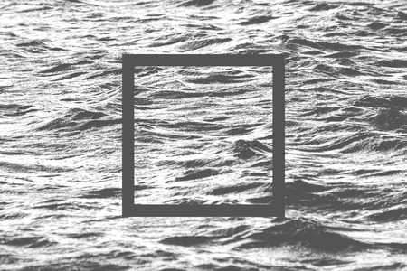 Grey flat square on abstract water background. Abstract psychedelic background.の写真素材