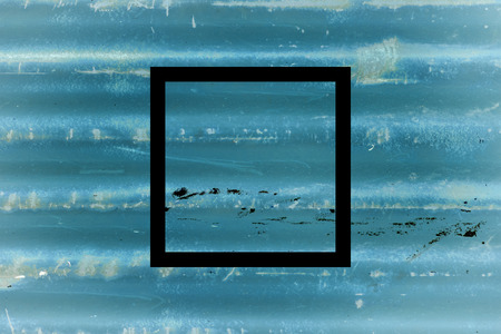 Black flat square on abstract metal background. Abstract psychedelic background.の写真素材