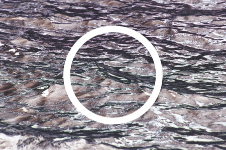 White flat circle on abstract water background. Abstract psychedelic background.