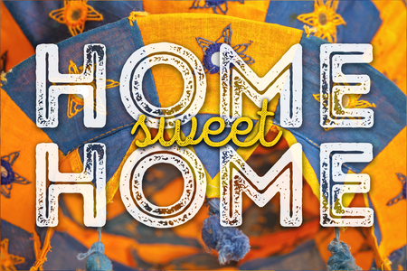 Home sweet home. Warm and cozy card.の写真素材