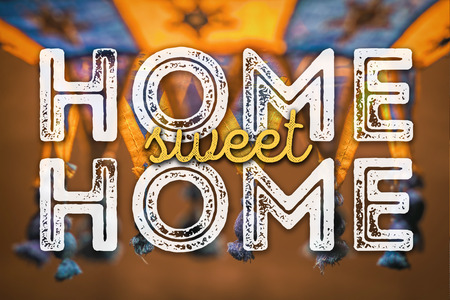 Home sweet home. Warm and cozy card.の写真素材