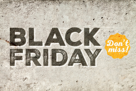 Black friday rectangular banner. Lettering on concrete wall.の写真素材