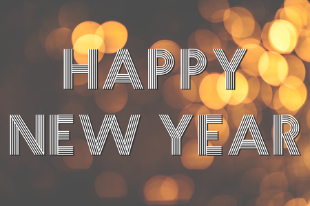 Happy new year congratulation on festive bokeh backgroundの写真素材