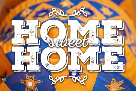 Home sweet home. Warm and cozy card.の写真素材