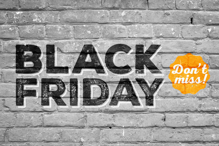 Black friday rectangular banner. Lettering on the wall.の写真素材