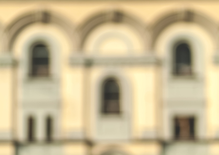 Spring blurry city. Defocused cityscape background. Blurry architecture backgroundの写真素材