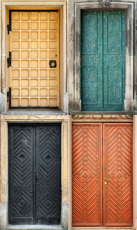 Set of 4 old doors and from Lvov, Ukraine. Examples of world architectural heritage.