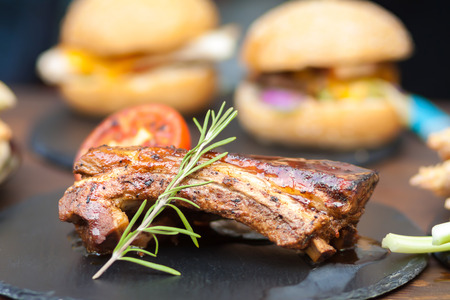 Grilled meat on boneの写真素材