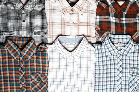 different checkered shirts. Fashion backgroundの写真素材
