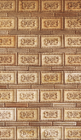Decorative tiles on the wall of an old house. Flat view. Kiev, Ukraine.の写真素材