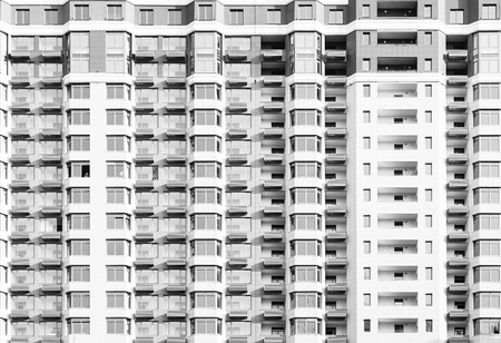 Balconies in a modern pre-fabricated buildingの写真素材