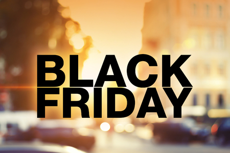 Black friday poster. Gorgeous blurry background. Sale bannerの写真素材