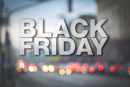 Black friday poster. Gorgeous blurry background. Sale bannerの写真素材