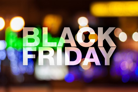 Black friday poster. Gorgeous blurry background. Sale bannerの写真素材