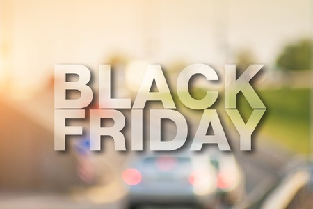 Black friday poster. Gorgeous blurry background. Sale bannerの写真素材