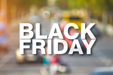 Black friday poster. Gorgeous blurry background. Sale bannerの写真素材