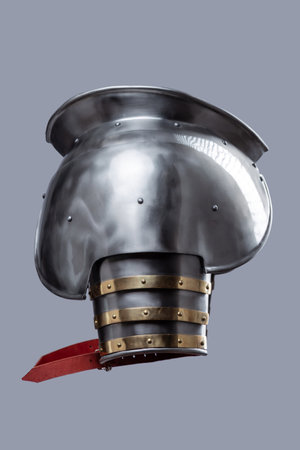 Medieval Steel Shoulder Armor with Gorget. Set of polished spaulders providing protection for the shoulders and upper chest.の写真素材