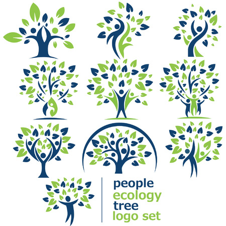 people ecology tree logo setのイラスト素材
