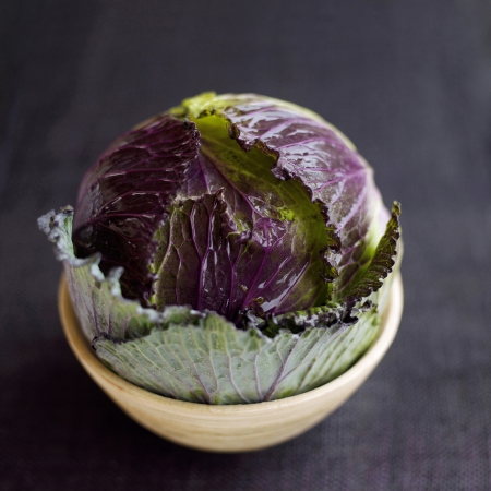 High angle close up of a cabbage
