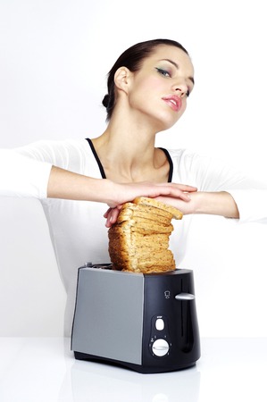 Woman toasting breads