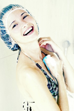 Woman taking shower