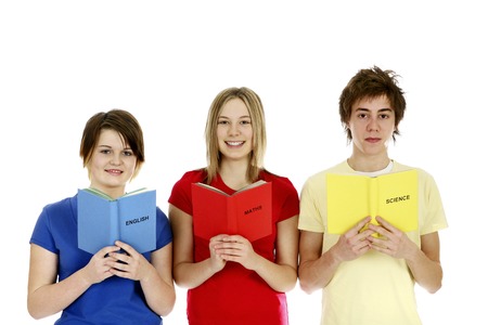 Boy and girls reading different subject