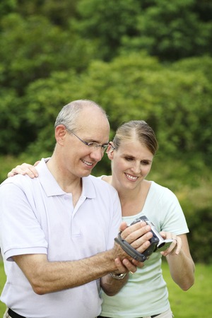 Husband and wife viewing playback