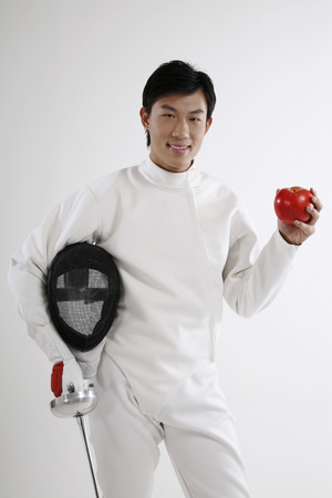 Man with an apple