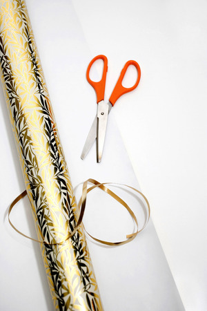 Wrapper and scissorsの写真素材