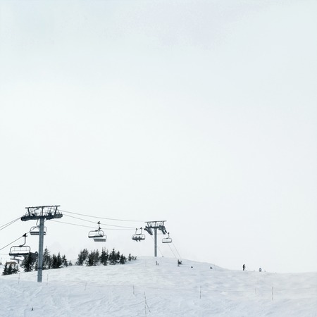 Chair lift at ski resortの写真素材