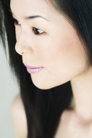 Close-up of a lady with long hairの写真素材