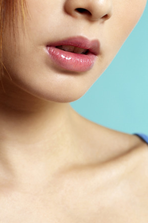 Close-up of a woman's lipsの写真素材