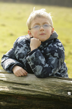 Boy thinking の写真素材