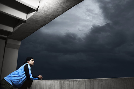 Man in deep thoughtの写真素材