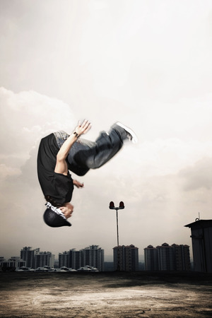 Young man breakdancingの写真素材