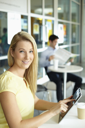 Businesswoman using digital tabletの写真素材