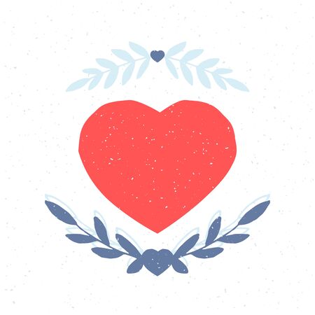 Valentine's day vector illustration. Heart decorated with hand-drawn branches.のイラスト素材