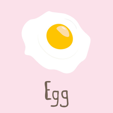 Illustration of fried egg on pink background with the text Egg.のイラスト素材