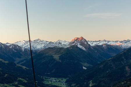 Kirchberg in Tirol, Tirol/Austria - September 27 2018: Sunrise flight with hot air balloon over Austrian Alps in Tirolのeditorial素材