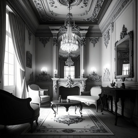 Luxury classic interior of the living room. 3D renderの素材