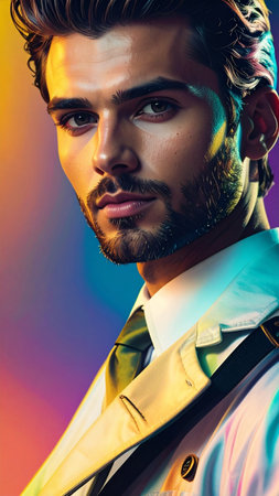 Portrait of a handsome young man. Men's beauty, fashion.の素材