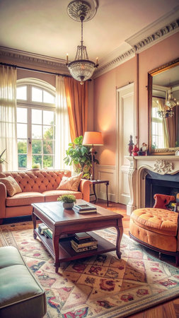 Luxury living room interior with classic furniture. Vintage style.の素材