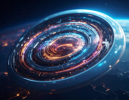 Futuristic technology interface. Digital data visualization. 3D renderingの素材