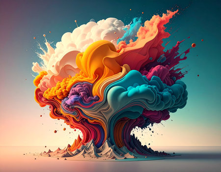 Colorful abstract background with smoke. 3d rendering, 3d illustration.の素材