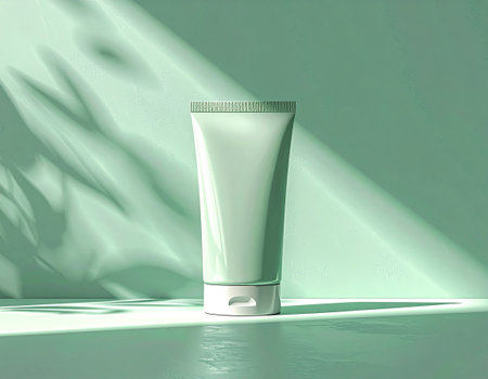 cosmetic cream bottle on white background, 3d render illustration.の素材