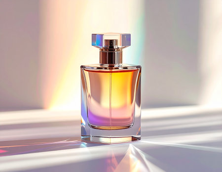Perfume bottle on white background. 3d render illustration.の素材
