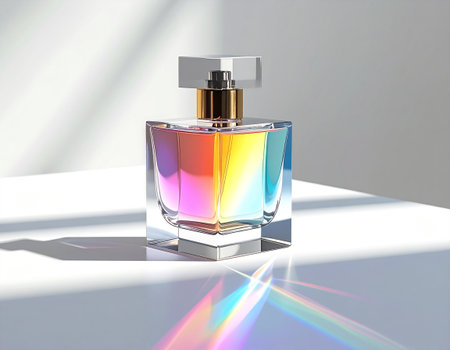 Perfume bottle on a white background. 3d render.の素材